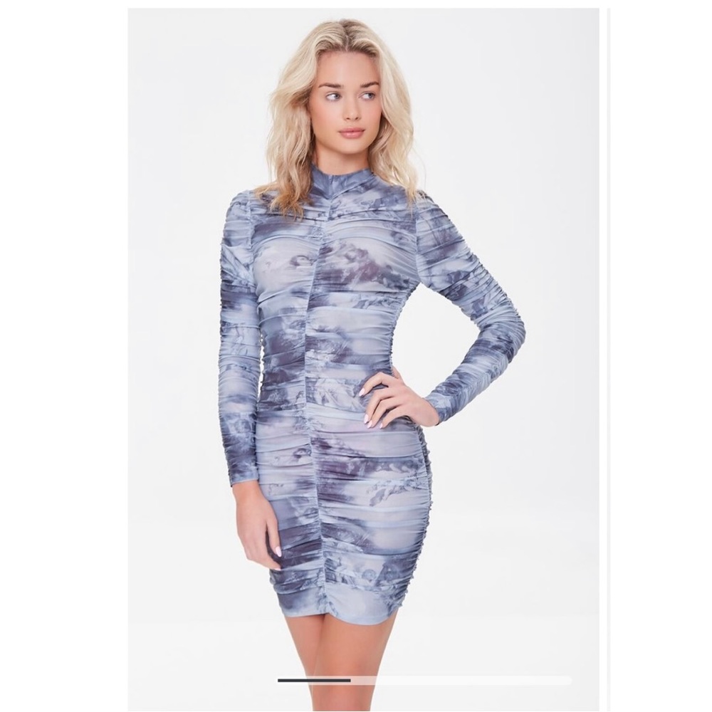 NWT Cloud Wash Ruched Mesh Dress